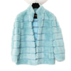 Fendi Belted Light Blue Mink Fur Jacket Blue Leather Belt
