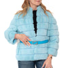 Fendi Belted Light Blue Mink Fur Jacket Blue Leather Belt
