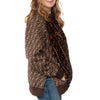 Fendi Brown Logo FF Guccu Pattern Mink Jacket