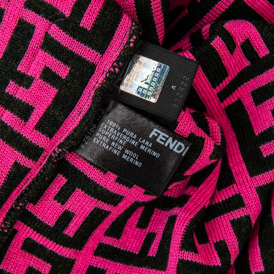 Fendi Logo Pink Wool Blend Cardigan