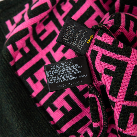 Fendi Logo Pink Wool Blend Cardigan