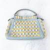 Fendi Minipeekaboo Sky Blue Nappa Leather Crystal Bag