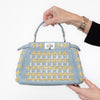 Fendi Minipeekaboo Sky Blue Nappa Leather Crystal Bag