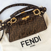Fendi Peekaboo I See U Mini Sequin Brown FF Zucca Jacquard Fabric Bag