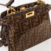Fendi Peekaboo I See U Mini Sequin Brown FF Zucca Jacquard Fabric Bag