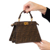 Fendi Peekaboo I See U Mini Sequin Brown FF Zucca Jacquard Fabric Bag