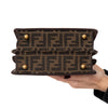 Fendi Peekaboo I See U Mini Sequin Brown FF Zucca Jacquard Fabric Bag