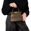 Fendi Peekaboo I See U Mini Sequin Brown FF Zucca Jacquard Fabric Bag