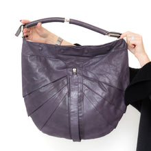  Fendi Purple Crackled Leather Pleated and Tucked Hobo Bag