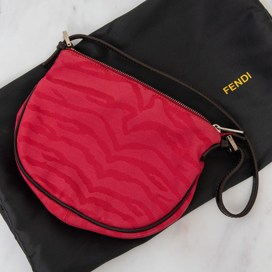 Fendi Pink Printed  Canvas Shoulder Bag