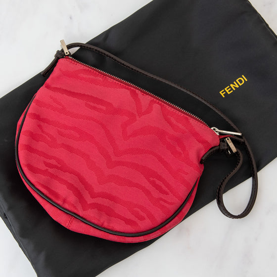 Fendi Pink Printed  Canvas Shoulder Bag