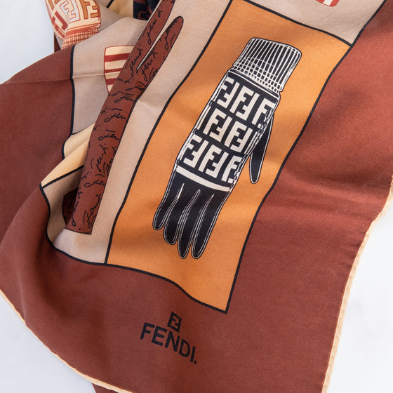 Fendi Glove Print Silk Scarf