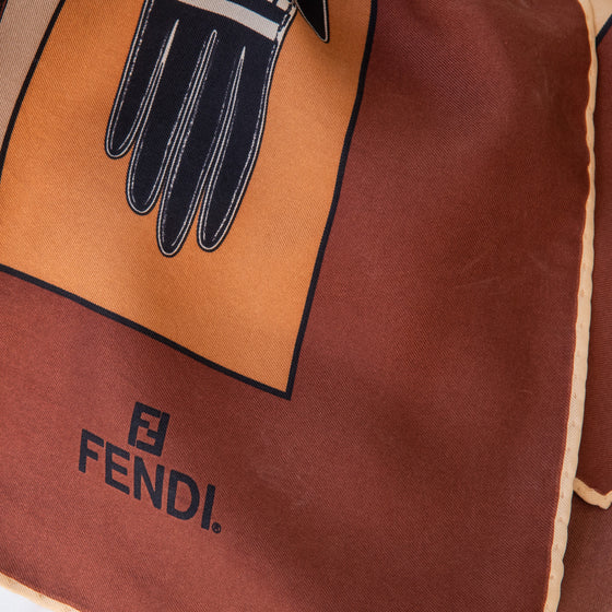 Fendi Glove Print Silk Scarf