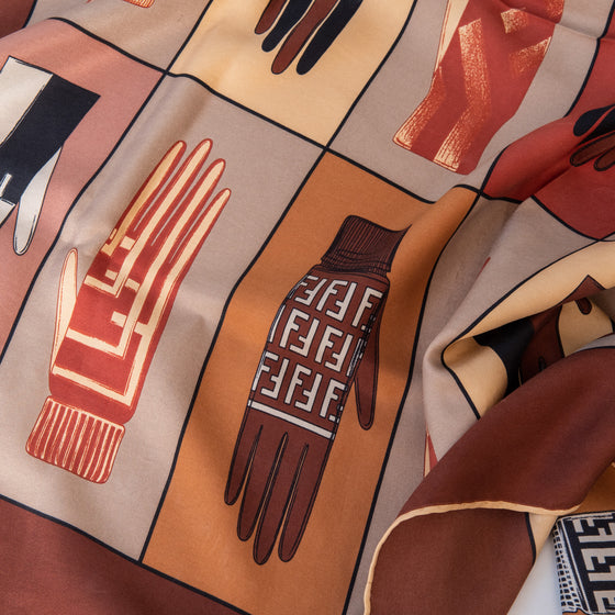 Fendi Glove Print Silk Scarf