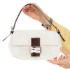 Fendi Vintage Off White Perforated Baguette Bag