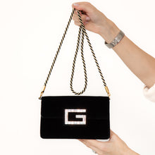  Gucci Black Velvet G Square Crossbody Bag