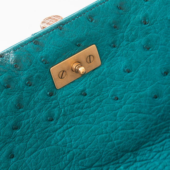 Gucci Vintage Ostrich Bamboo Detail Shoulder Bag