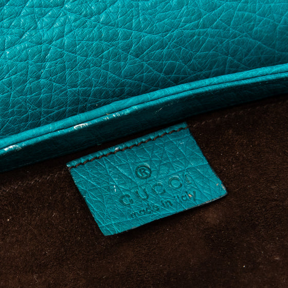 Gucci Vintage Ostrich Bamboo Detail Shoulder Bag