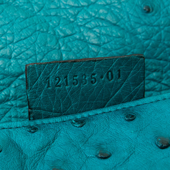 Gucci Vintage Ostrich Bamboo Detail Shoulder Bag