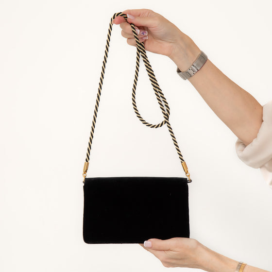 Gucci Black Velvet G Square Crossbody Bag