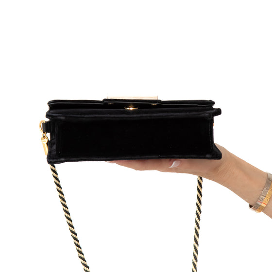 Gucci Black Velvet G Square Crossbody Bag