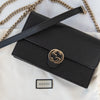 Gucci Black Leather Interlocking G Dollar Wallet On Chain Crossbody Bag