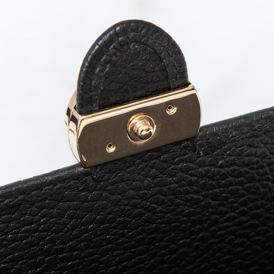 Gucci Black Leather Interlocking G Dollar Wallet On Chain Crossbody Bag