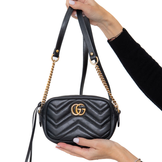 Gucci GG Marmont Black Leather Shoulder Bag