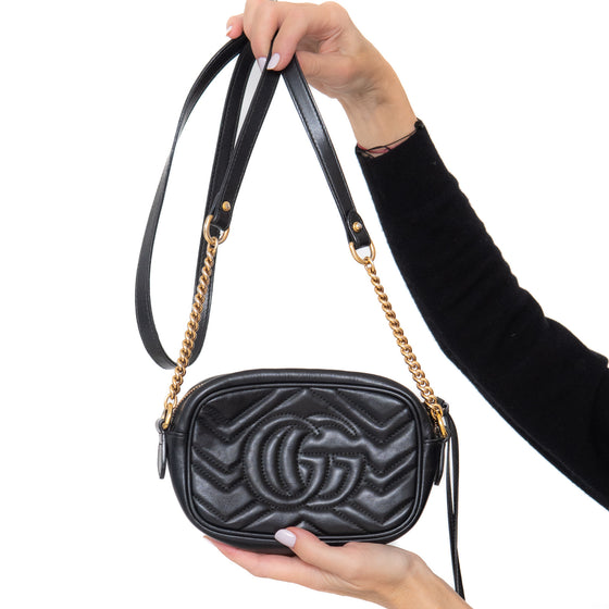 Gucci GG Marmont Black Leather Shoulder Bag