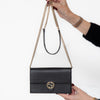 Gucci Black Leather Interlocking G Dollar Wallet On Chain Crossbody Bag