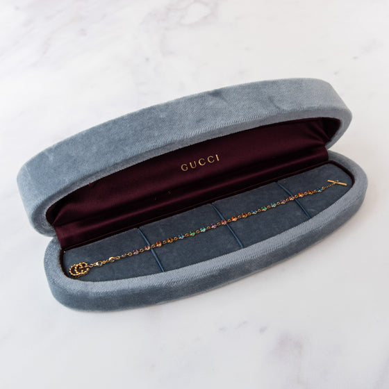 Gucci Running G Yellow Gold Multi Gem Bracelet