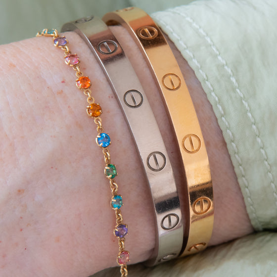 Gucci Running G Yellow Gold Multi Gem Bracelet