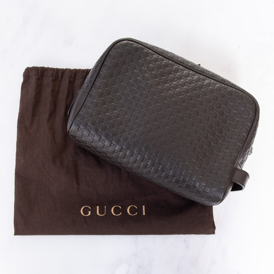 Gucci Micro GG Brown Leather Pouch