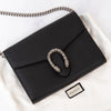 Gucci Dionysus Black Leather Wallet On Chain  Crossbody Bag