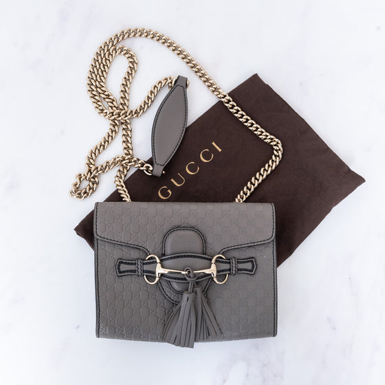 Gucci Guccissima Emily Grey Leather Shoulder Bag