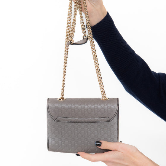 Gucci Guccissima Emily Grey Leather Shoulder Bag