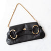 Gucci Black Leather Horsebit Chain Shoulder Bag