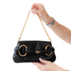 Gucci Black Leather Horsebit Chain Shoulder Bag