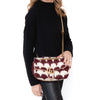 Gucci Marmont Burgundy Crochet Houndstooth Wool Shoulder Bag