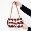 Gucci Marmont Burgundy Crochet Houndstooth Wool Shoulder Bag