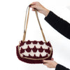 Gucci Marmont Burgundy Crochet Houndstooth Wool Shoulder Bag