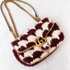 Gucci Marmont Burgundy Crochet Houndstooth Wool Shoulder Bag