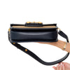 Gucci Navy Horsebit 1955 Raffia And  Leather Shoulder Bag