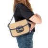 Gucci Navy Horsebit 1955 Raffia And  Leather Shoulder Bag
