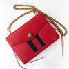 Gucci Red Leather  Animalier Chain Shoulder Bag