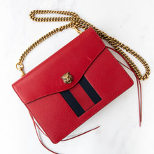  Gucci Red Leather  Animalier Chain Shoulder Bag