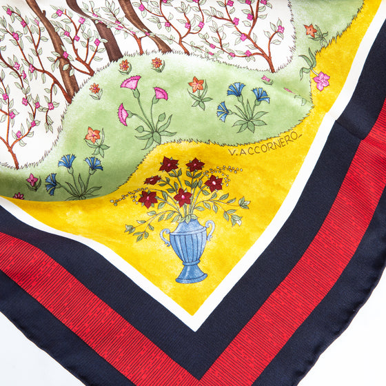 Gucci Floral Vittorio Accornero Apple Tree Silk Scarf