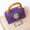 Gucci Mini Thiara Purple Crocodile Leather Top Handle Bag
