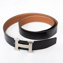  Hermes H Reversible Black And Gold Leather Belt 90 cm