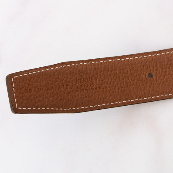 Hermes H Reversible Black And Gold Leather Belt 90 cm